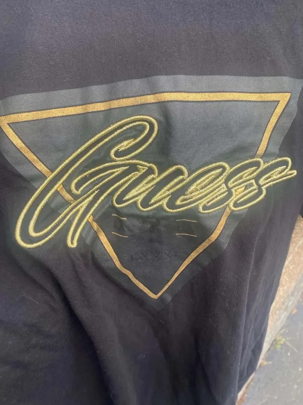 Guess Los Angeles Black Gold Logo Graphic T-Shirt Size XL - Picture 9 of 9